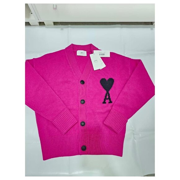 AMI Paris Wool Cardigan Size L - Oversize, Heart Logo - Picture 1 of 5